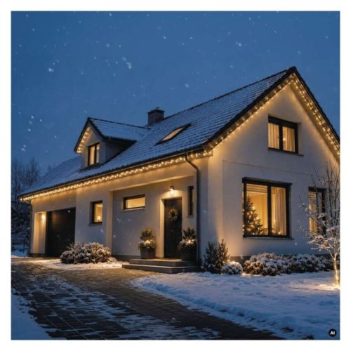 Premium LED sorolható füzér, fekete – jégcsapok, 3 m, kültéri, meleg fehér