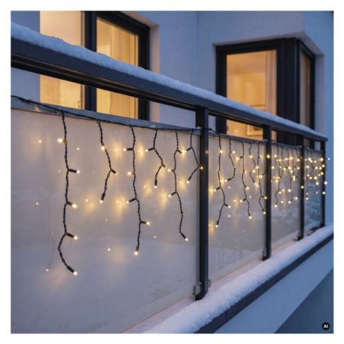 Premium LED sorolható füzér, villogó – jégcsapok, 3 m, kültéri, meleg fehér