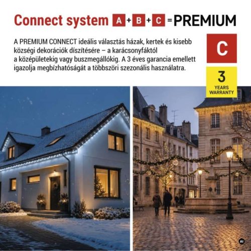 Premium LED sorolható füzér, fehér, 5 m, kültéri és beltéri, hideg fehér