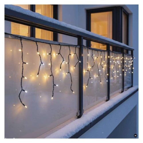 Premium LED sorolható füzér, villogó – jégcsapok, 3 m, kültéri, meleg/hideg fehér
