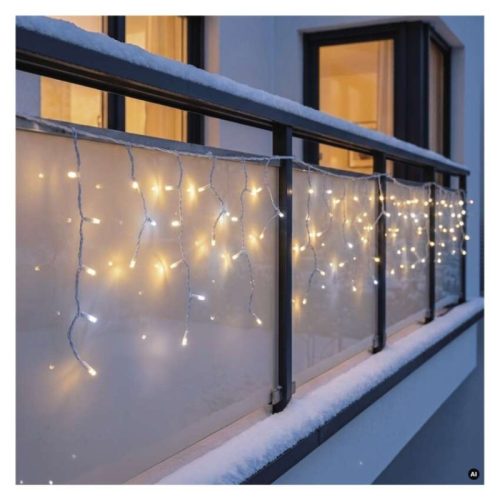 Premium LED sorolható füzér, villogó, fehér – jégcsapok, 3 m, kültéri, meleg/hideg fehér