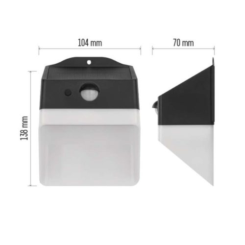 EMOS LED SOLAR lámpatest LUNIS PIR, 200lm IP65 természetes fehér