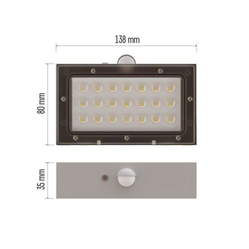 EMOS LED SOLAR lámpatest BRIXO PIR,  350lm IP65 természetes fehér