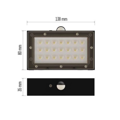 EMOS LED SOLAR lámpatest BRIXO PIR, 350lm IP65 természetes fehér