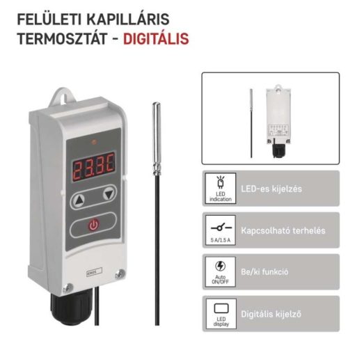 Manuális felületre szerelhető csőtermosztát kapilláris érzékelővel P5684