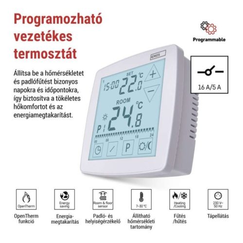 Programozható vezetékes OpenTherm szobatermosztát P56A01