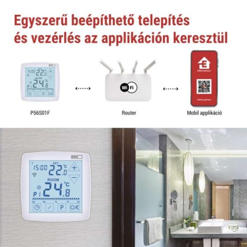GoSmart Programozható vezetékes termosztát padlófűtéshez WiFi-vel P56S01F