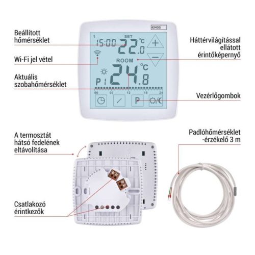 GoSmart Programozható vezetékes termosztát padlófűtéshez WiFi-vel P56S01F
