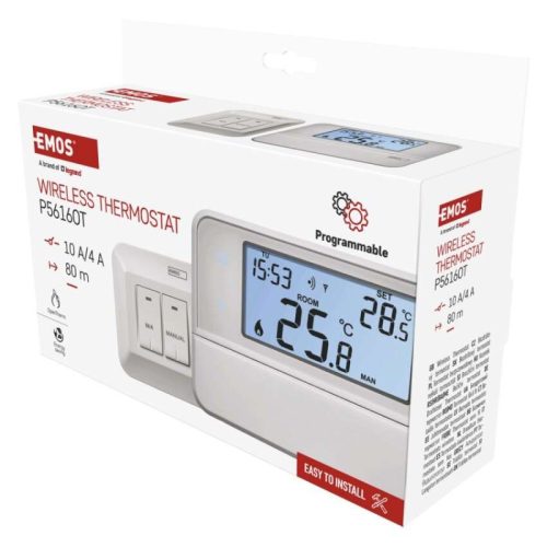 Programozható vezeték nélküli OpenTherm szobatermosztát P5616OT