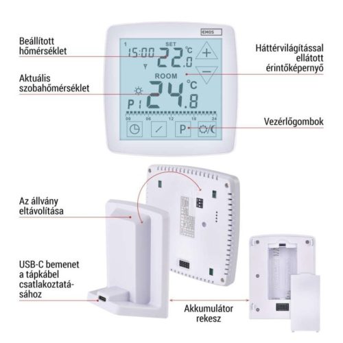 Programozható vezeték nélküli OpenTherm szobatermosztát P56A11