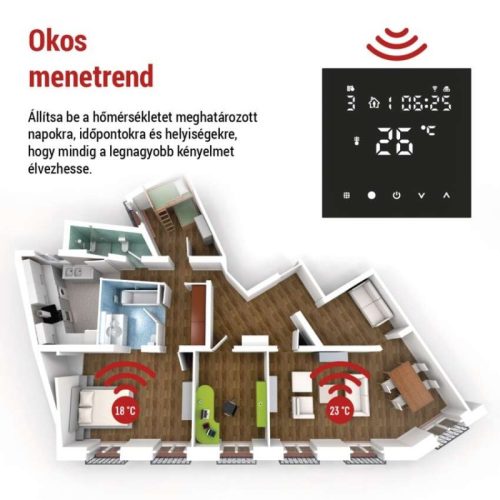 GoSmart Programozható vezetékes termosztát padlófűtéshez WiFi-vel P56201BUF