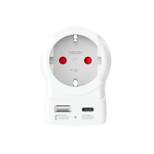 SKROSS 1.500283-E utazó adapter, Europe to UK", USB-C + USB-A 20W PD, gyorstöltés"