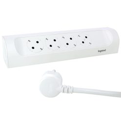   Legrand 694501 sarokba illeszkedő elosztósor, 4x2P+F, 1 m vezetékkel, fehér