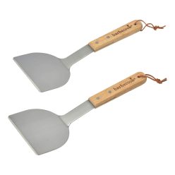   Barbecook BC-ACC-7123 2db-os rozsdamentes acél rostlap forgató, fa nyél, 100% FSC, 31cm