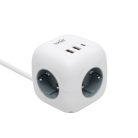 Home CUBE2 kocka elosztó, max. 3680 W, USB töltő, 3 aljzat gyermekvédelemmel, 1,5 m hosszú vezeték