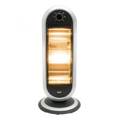   Home FK 231 álló elektromos halogén hősugárzó fűtőtest, 400W/800W/1200W, oszcillálás, IP20 védelem, fekete/ezüst