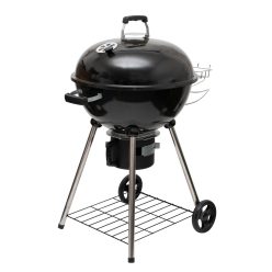   Home GR03 fedeles gömbgrill, faszén, faszénbrikett, zománcozott acél tűztér és fedél, krómozott acél rostély, galvanizált acél széntartó, 76 cm rostélymagasság a talajtól