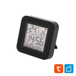   Home HSTHR távirányító, hő- és páratartalom mérő, óra, LCD kijelző, Smart Life, Tuya Smart, okos otthon, telefonos értesítés, automatizálás, eszközvezérlés, riasztás, USB tápellátás