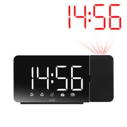   Home LTCRP03 rádiós LED ébresztőóra projektorral, változtatható fényerő, körbe forgatható vetítési pozíció, két ébresztési idő, FM rádió, bip-bip vagy rádiós ébresztés