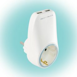   Home NV 2100 USB hálózati aljzat USB töltőaljzatokkal, 2xUSB töltőaljzat 5V/max.2,1A, földelt hálózati aljzat gyermekvédő zsaluval