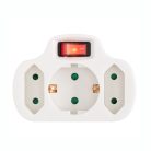 Home NVK 3/WH hálózati elosztó, kapcsolós 3 aljzat ( 1 földelt + 2 euró ), 250 V ~/ 50 Hz / 16 A / 3500 W