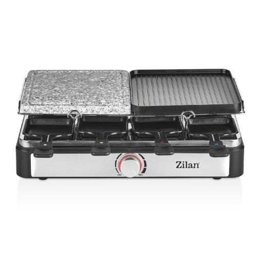 Zilan ZLN8863 raclette grill, 1500 W, 2 az 1-ben, alumínium sütőlap, tapadásmentes bevonat, hőfokszabályozó, kiegészítők