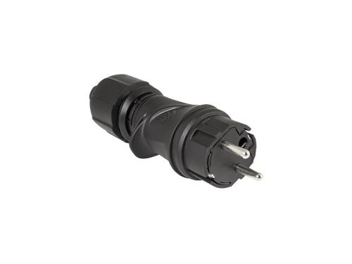 FANTON dugvilla, gumi, fekete, IP54, 16A/250V, 3x2,5 mm2-es vezetékhez is
