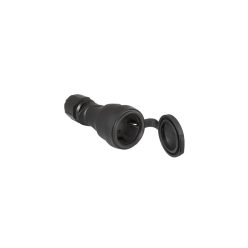   FANTON lengődugalj fedéllel, gumi, fekete, IP54, 16A/250V, 3x2,5 mm2-es vezetékhez is