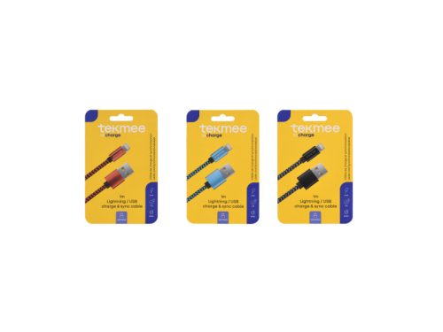 Tekmee töltőkábel (fonott nylon) 1m 2A - Lightning (iPhone) / USB