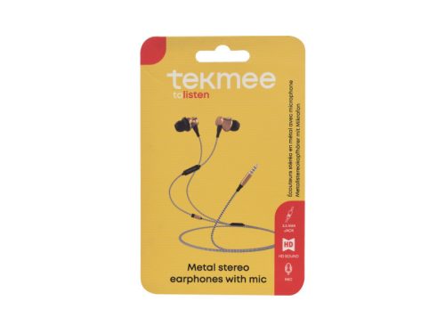Tekmee Sztereo Fülhallgató mikrofonnal 3,5 mm- Jack "Metal"