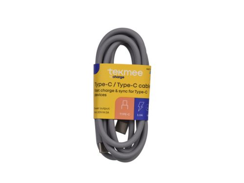 Tekmee gyorstöltő kábel (UT csomag, szürke) 1m - 3A-Type-C/Type-C- 14db/csomag