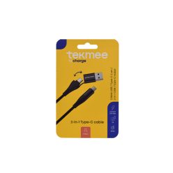   Tekmee 2in1-ben töltő kábel 1m 3A max 60W- Type-C / Type C-USB (fekete)