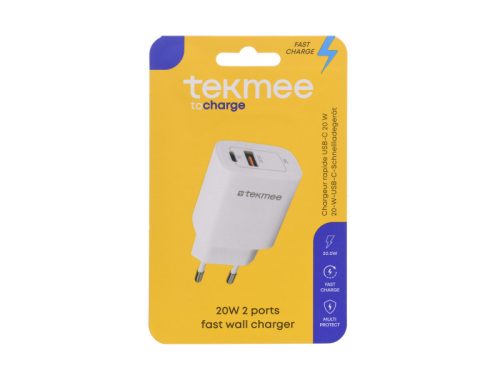 Tekmee hálózati gyorstöltő/20W-Type-C és USB