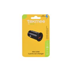 Tekmee Autós gyorstöltő (fekete) / 20W - Type C / USB