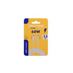   Tekmee gyorstöltő kábel 2,5m 3A max 60W- Type C / Type C (TJ)