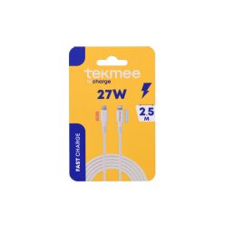   Tekmee gyorstöltő kábel 2,5m 3A max 27W- Type C / Lightning (iPhone)