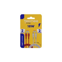   Tekmee 2db-os Gyorstöltő kábel 1m - Lighting (iPhone) / Type-C - 18W