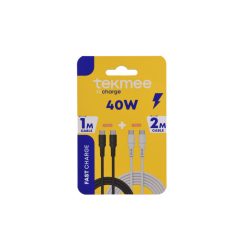   Tekmee 2db-os Gyorstöltő kábel 1m/2m - Type-C / Type-C - 40W
