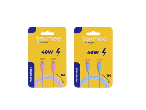 Tekmee gyorstöltő kábel (BiColor) 1m max 40W- Type C / Type C