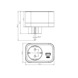   UltraTech dugaszoló aljzat USB-A+C UT-AD181USB, 16A/250V, gyermekvédelemmel, műanyag, fehér