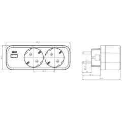   UltraTech dugaszoló aljzat USB-A+C UT-AD182USB, 16A/250V, gyermekvédelemmel, műanyag, fehér
