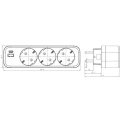   UltraTech dugaszoló aljzat USB-A+C UT-AD183USB, 16A/250V, gyermekvédelemmel, műanyag, fehér