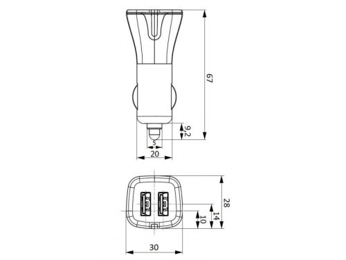UltraTech autós USB töltő,12/24V DC, 2xUSB