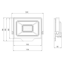   UltraTech LED reflektor 25000óra, 20W, LITE, fekete, 4000K, 2000lm, 110°, IP65