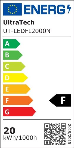 UltraTech LED reflektor 25000óra, 20W, LITE, fekete, 4000K, 2000lm, 110°, IP65