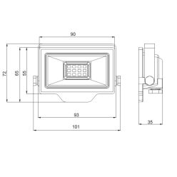   UltraTech LED reflektor, 10W LITE, 4000K, 800lm, fekete 110°, IP65, 25000 óra