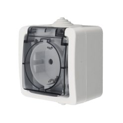   UltraTech falon kívüli csatlakozóaljzat 2P+F, fehér, 16A/250V, IP54 UT-LK72021P-ABS