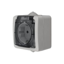   UltraTech falon kívüli csatlakozóaljzat 2P+F, szürke, 16A/250V, IP54 UT-LK72021P