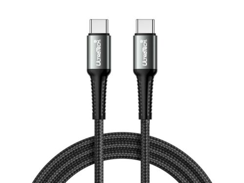 UltraTech adat- és töltőkábel USB-C/USB-C, 2m, fekete UT-P14