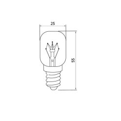 UltraTech kályhaizzó 15W 240V E14 90lm 300°C 25x55mm